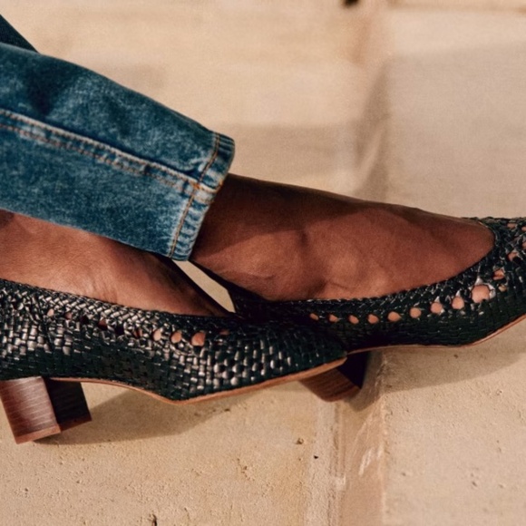 Sezane Anya High Heels Noir Lisse Tressé - Size 39 - Picture 1 of 1